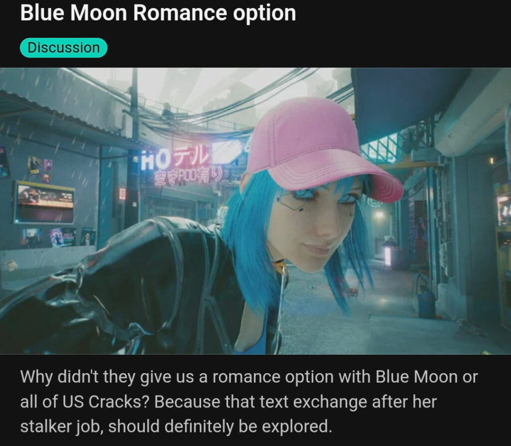 almost blue moon romance cyberpunk 2077 1